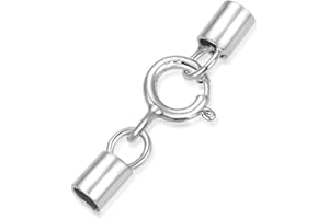 10pcs Adabele 925 Sterling Silver End Cap Clasp Tarnish Resistant Rhodium Plated for 1.5mm (0.06 inch) Leather Cord Beading Wire Thread for Jewelry Making SS148-2