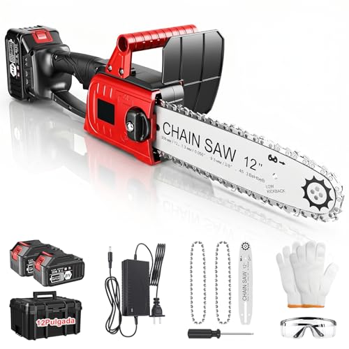 Mini Motosierra Inalámbrica de Mano de 12 Pulgadas,Motosierra Inalmbrica Portátil y Funcional,Motosierra Eléctrica de Con 2 Baterías 21v,para Poda de árboles,Jardinería