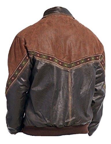 Bestzo Mens Western Brando Style Biker Cow Leather & Suede JacketÂ  Brown XL