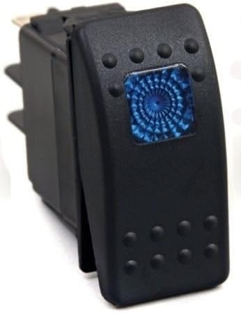 Machter 12V/24V 20 Amps Rocker Switch Blue Light Universal Plastic Black 3 Pins