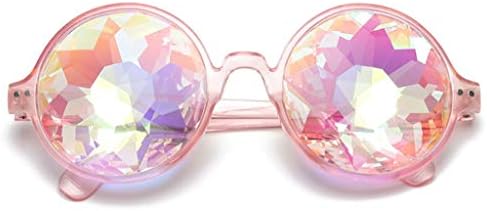 XINGUANG Kaleidoscope Psychedelic Sunglasses Mosaic Glasses Show Party Dance Dress Cool Sunglasses Pink