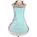 RosieLily Vintage Apron for Women with Pockets Retro Apron Cute Blue Apron Kitchen Aprons for Cooking Baking Pink Dress Kawaii Cotton Frilly Ruffle 50s Ladies Apron for Teen Girls Vintage Gifts