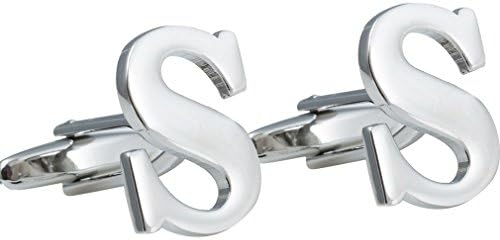 Casoty Jewelry Personalized Initial Alphabet Letter(S) Cufflinks Silver Tone Initial Cufflinks