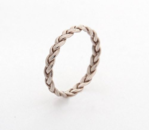 Handmade White Gold Wedding Band for Women, Stackable wedding ring for her, Braided gold vermeil ring
