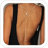 Multilayer Pearl Back Chain for Backless Dress Bridal Backdrop Necklace Tassel Back Chain Women Dress Body Jewelry