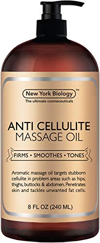 New York Biology Anti Cellulite Treatment Massage Oil - All Natural Ingredients - Penetrates Skin 6X Deeper Than Cellulite Cream - Targets Unwanted Fat Tissues & Improves Skin Firmness - 8 oz