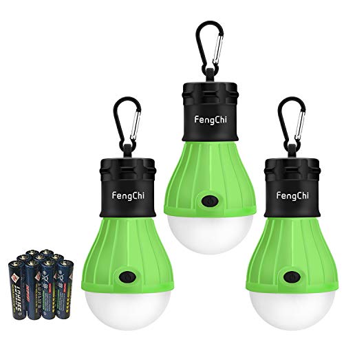 FengChi LED Camping Lantern, [3 Pack] Portable Outdoor Tent Light Emergency Bulb Light for Camping, Hiking, Fishing,Hurricane, Storm, Outage (Green-3pcs)