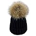 Dikoaina Womens Girls Winter Fur Hat Large Faux Fur Pom Pom Slouchy Beanie Hats