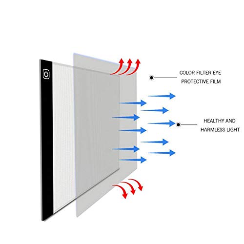 Portable A4 Ultra-Thin LED Art craft Tracing Light Box, Template Drawing Copyboard Tracking Pad with USB Cable for Artists, Sketching, Animation, Designing, Tattoo, Architecture (No dimming & No scal)