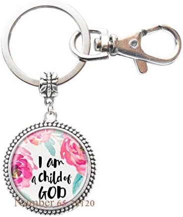 I Am Keychain, Child of God Keychain, Inspirational, Christian Quote Image Key Ring,Faith Keychain, Religious Jewelry,BV258 (V1)
