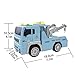 Tow Truck Crane Toys Friction Powered Truck Vehicle for Kids with Lights and Sound, 4 Wheels and 2 Removable Hooks, 1:20 Advanced Simulation Model-Road Administration Series, Blue and White
