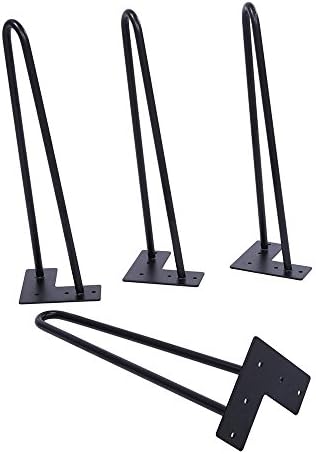 16" Hairpin Legs,1/2" Diameter, 2-rod( Satin Black), Set Of 4 Table Legs, Furniture Legs, Coffee Tables, End Tables, Stools