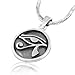 925 Sterling Silver Eye of Horus Egypt Protection Pendant on Alloy Necklace Chain, 18 inches