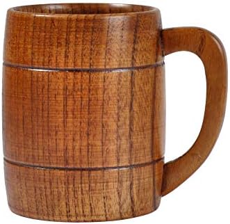 Messagee 木製マグカップ 天然木製 樽型ジョッキ ビール ジョッキ ミルク コーヒー カップ 酒器 ビール