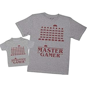 Master Gamer & Apprentice Gamer – Maak een set – Gecoördineerde cadeauset voor vader en baby – Heren-T-shirt en baby-T…