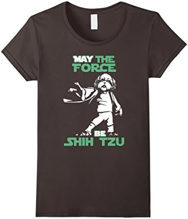 Women's Shih Tzu dog T shirt - May the force be Shih Tzu Medium Asphalt