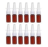 12Pcs 10ml/0.34oz Amber Plastic Nasal Spray Bottle