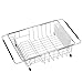 iPEGTOP Expandable Multifunctional Dish Drying Rack, Over The Sink, in Sink Or On Counter Dish Drainer Rack Organizer Shelf with White Utensil Silverware Holder, Rustproof Stainless Steel