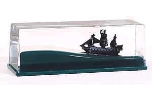 Black Pearl Pirate Ship in a Bottle - Boat in a Box Liquid Wave Fluid Drift Bottle Black Pearl Pirate Model Ship Sailing Simu