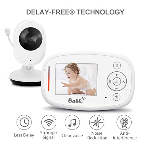 Bable Baby Monitor X1-Plus with Delay-Free Technology, 2.4GHz Baby Monitor with Camera, Infrared Night Vision, Two Way Talk, Temperature Monitoring, Lullabies, Projection and Corner Shelf
