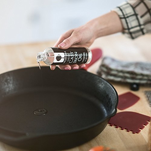 Stainless Steel Chainmail Cast Iron Scrubber and Seasoning Oil: Clean, Condition and Maintain Your Skillet, Dutch Oven, Grill Pan and all Castiron Cookware