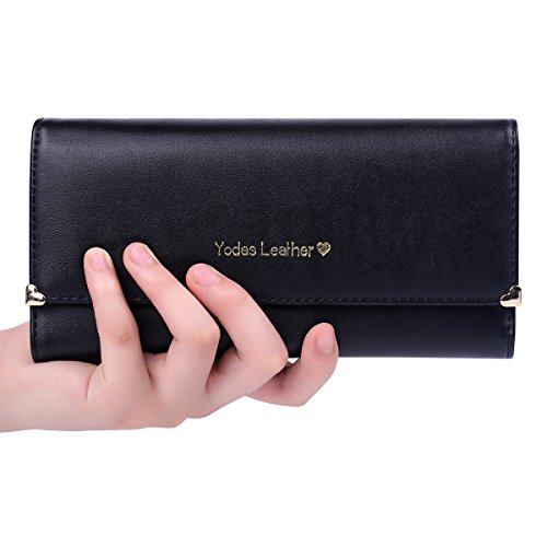Jastore Women Lady Leather Wallet Purse Credit Card Clutch Holder Case (Black)