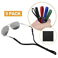 Aaskuu 5 Pack Eye Glasses Straps, Float Eyeglasses and Sunglasses Adjustable Eyewear Retainer String Holder with Lanyards and Microfiber Cleaning Cloth