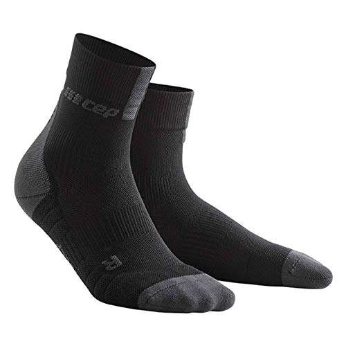 Women's Crew Cut Compression Socks- CEP Short Socks 3.0, Black/Dark Grey 4