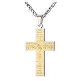 U7 Men Stainless Steel Chain 18K Gold Plated Bible Verse Lords Praying Hands Pendant Necklace Religious