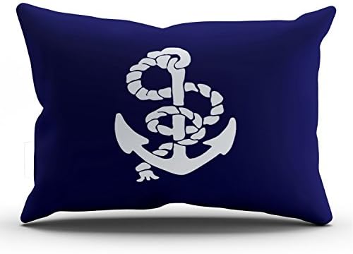 Boitty Pillow Case Navy Blue Ships Anchor Nautical Pillowcases Personalized Decorative Modern Throw Pillow Covers Cases Lumbar 12x24 Inches One Side