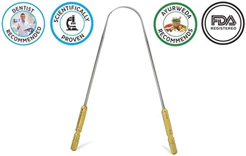 Tongue Scraper For Daily Oral Hygiene - Dentist Recommended Surgical Grade Steel Tongue Cleaner For Halitosis Treatment, Toxic Removal &amp; Fresh Breath - A Must Have Yoga Essential Tool ( PranaPlus)