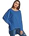 ZANZEA Women's Batwing Sleeve Off Shoulder Loose Oversized Baggy Tops Sweater Pullover Casual Blouse T-Shirt Blue US 8/Tag Size M