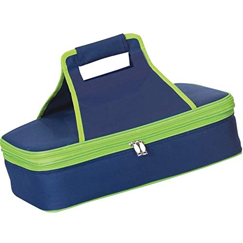 Picnic Plus 18" Casserole Carrier 2 Level Thermal Insulated Hot and Cold Food Carrier Double Layer Food Carrier Bag Potluck Carrier With Bonus Containers (Navy) - Thumbnail 5