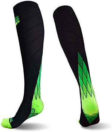 SUGUE Compression Socks (1 Pair) 20-30 mmHg for Women &amp; Men - Best Graduated Athletic Fit for Running, Flight, Nurses, Maternity, Pregnancy - Shin Splints, Medical, Recovery (L, Green)
