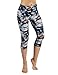 ODODOS by Power Flex Women's Tummy Control Workout Running Printed Capris Yoga Capris Pants With Hidden Pocket ,FineArt, Small