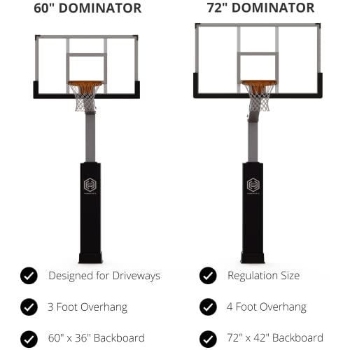 Dominator Premium Inground Adjustable Basketball Hoop 72" Backboard w
