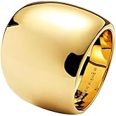 OIDIMS Minimalist Chunky Wide Band Ring for Women Men Gold-Tone Plated Vintage Thick Fashion Dome Knuckle Middle Index Finger Rings Wedding Bands Hypoallergenic Comfort Fit Trendy Jewelry Size 6 7 8