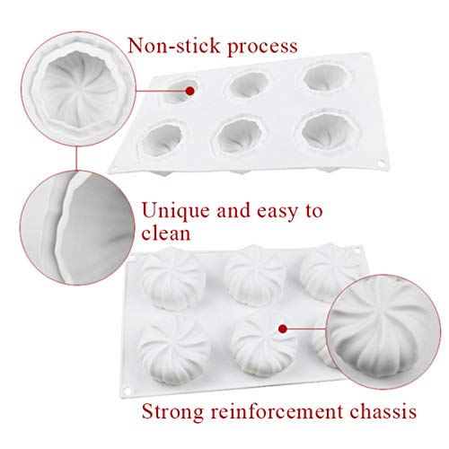 OCPO Kitchen 3D Pumpkin Mold Silicone Handmade Baking Molds -Mousse Cake Chocolate Pastry Jelly Ice Cream Candy Fondant Molds-DIY Baking Cake Decorating Tools -Food Grade Cupcake Mould (6 Even Lantern