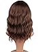 Short Wavy Bob Wigs For Black Women Natural Looking Brown Synthetic Curly Wigs With Side Bangs Heat Resistant Fiber Hair For Women (Brown)