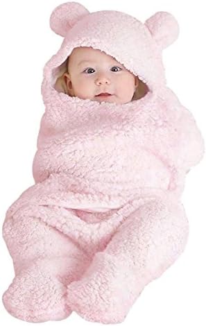 Silveroneuk Newborn Baby Blanket Infant Toddlers Swaddle Fleece Baby Sleeping Wrap Bag (Pink)