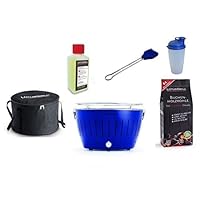  Lotusgrill Lotusgrill klein Edelstahl Stahl Kunststoff blau Camping Balkon Picknick ✔ rund ✔ tragbar rauchfrei ✔ Grillen mit Holzkohle ✔ für den Tisch 
