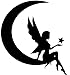 Fairy Moon Silhouette Vinyl Decal Sticker|Car Truck Wall Computer Laptop Phone | Black Decal | 5 X 5.5 in | KCD272