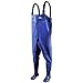 Webetop Men's Fishing Chest Waders with Boots Waterproof Breathable Rubber Lightweight Anti-Slip Wading Overalls Pants with Inner Pocket Adjustable Shoulder Strap Blue Size 8