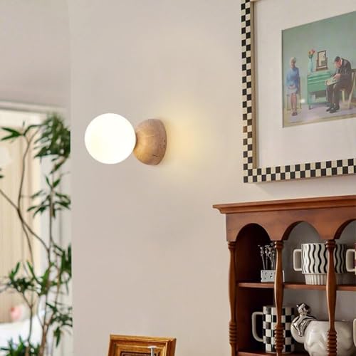 Moderno Lámpara de pared estilo japonés wabi-sabi con pantalla de piedra natural,Aplique LED vintage para espejo de baño,Lampara de pared de comedor,Luz para sala,pasillo,dormitorio,estudio (I)
