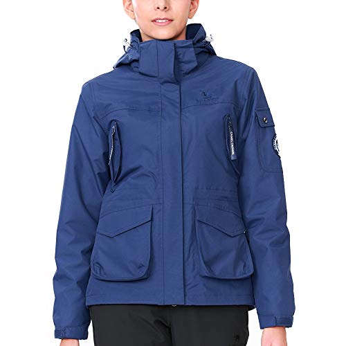 CAMEL CROWN Womens Waterproof Ski Jacket 3-in-1 Windbreaker Winter Coat Fleece Inner for Rain Snow Outdoor Hiking, Dark Blue, 3X-Large (Best Womens Ski Coats)