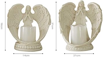 Amazon Com Beyst Angel Figurines Flameless Candle Holder Praying Wings Angel Resin Statue Electronic Candlestick Creative Miniature Candle Ornaments Wedding Christmas Church Decor Home Kitchen