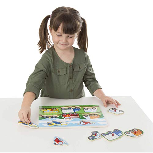 melissa & doug vehicles peg puzzle - 8 piezas