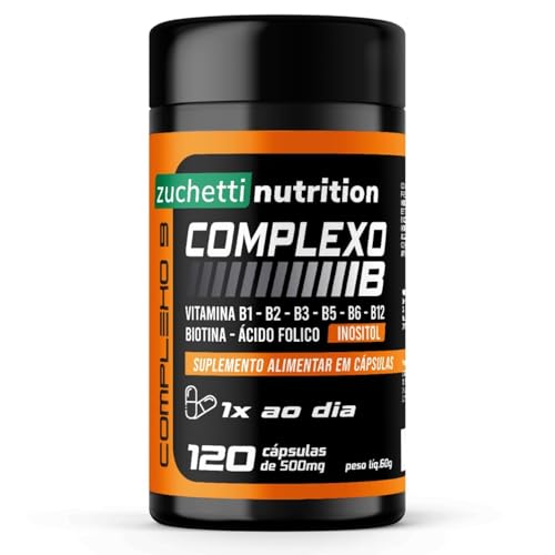 Complexo B com 120 Cápsulas Vitaminas B1 B2 B3 B5 B6 B12 Biotina Ácido Fólico Inositol