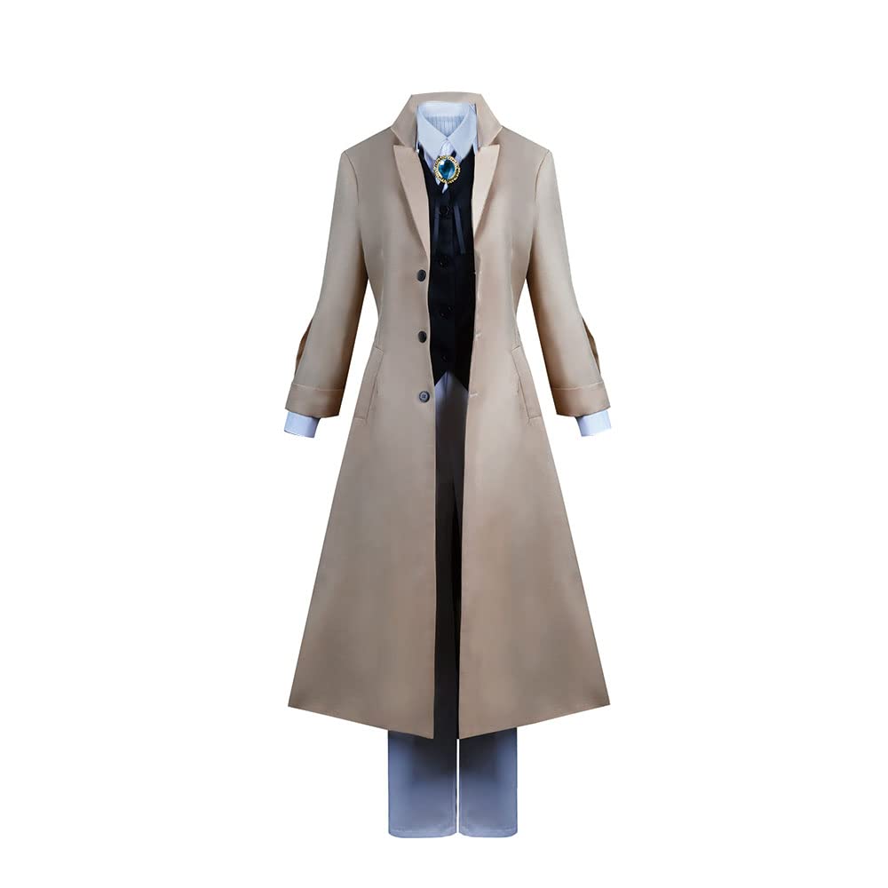 Dazai Osamu Brown Long Coat Costume Set-Premium Quality Replica with Accurate Sizing(XXL)