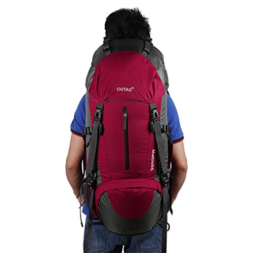 OUTAD-60L55L5L-Hiking-Backpack-Camping-Backpacking-Mountaineering-Hiking-Multi-Day-Pack-Red